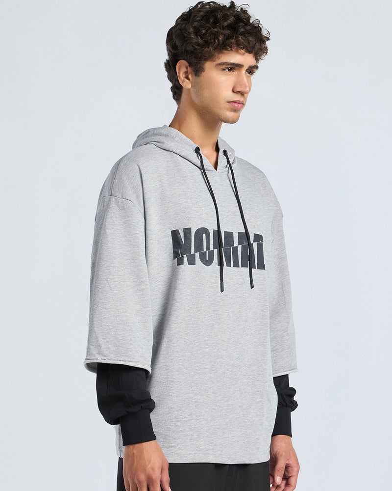 bewakoof Men's Grey No Mad Typography Super Loose Fit Hoodies - Image 2